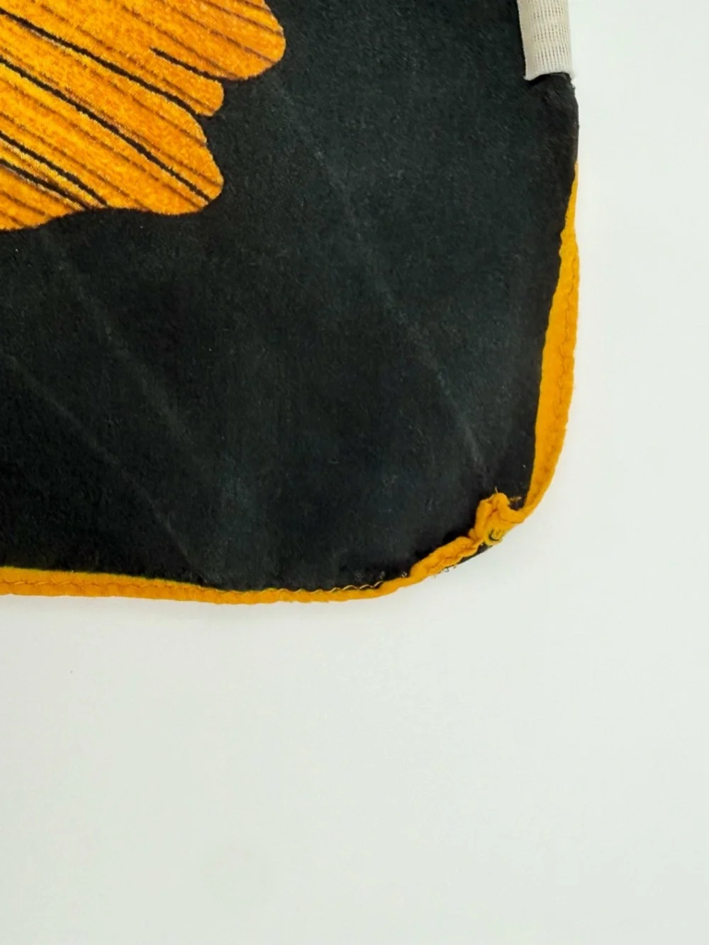 Large Black Gold Floral Satin Square Scarf